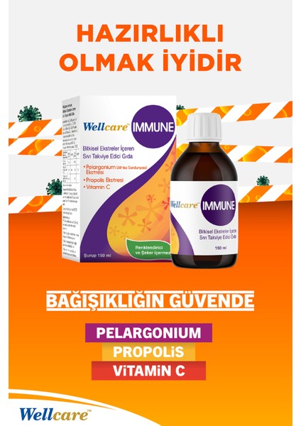 İmmune Bitkisel Takviye Edici Şurup 150 ml