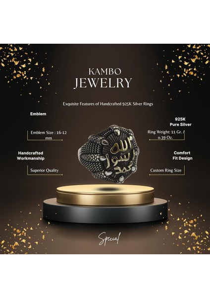 Sterling Gümüş Erkek Yüzük, El Yapımı Islami Hat Yazısı Yüzük, Islam Inanışı Takısı fiyatları