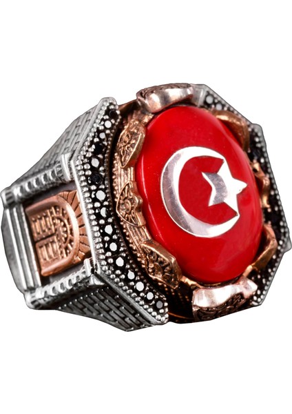 925 Ayar Gümüş Erkek Yüzüğü - Cesur Yıldız ve Hilal Tasarımı, Günlük Kullanım ve Özel Etkinlikler Için Ideal