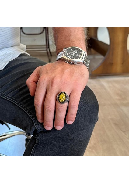 925 Ayar Gümüş Yüzük, Yapay Taş Yüzük, Kartal Sembolü Yüzük, El Yapımı Yüzük (Yapay Amber) modelleri