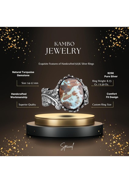Doğal Arizona Turkuaz Taş Yüzük, 925 Ayar Gümüş Yüzük, Minimalist El Yapımı Yüzük fiyatları