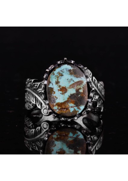 Doğal Arizona Turkuaz Taş Yüzük, 925 Ayar Gümüş Yüzük, Minimalist El Yapımı Yüzük fırsatları