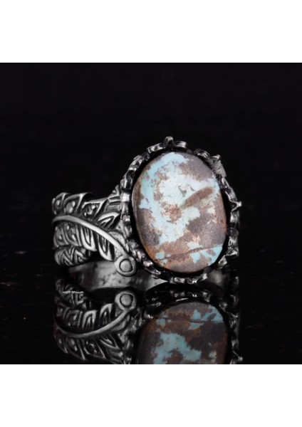 Doğal Arizona Turkuaz Taş Yüzük, 925 Ayar Gümüş Yüzük, Minimalist El Yapımı Yüzük indirimleri