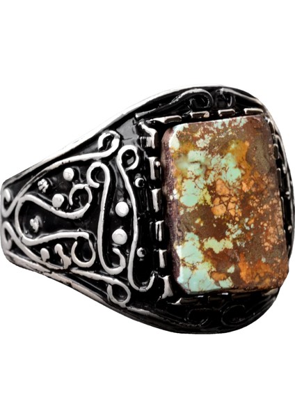 Arizona Turkuaz Taş Yüzük, 925 Ayar Gümüş Yüzük Erkekler Için, Gümüş Yüzük Taş Bandı