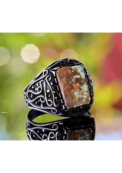 Arizona Turkuaz Taş Yüzük, 925 Ayar Gümüş Yüzük Erkekler Için, Gümüş Yüzük Taş Bandı modelleri