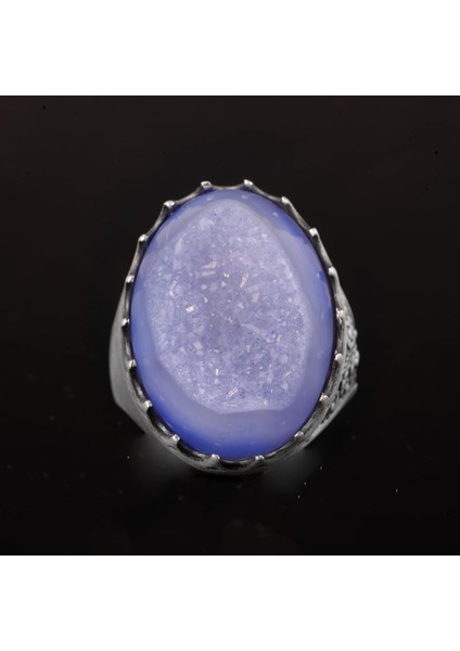 Sterling Gümüş Erkek Yüzük Drusy Kuvars Doğal Taş fırsatları