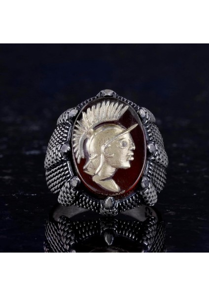 Doğal Akik Taşı Erkek Yüzük - Şaman Yüzüğü - 925 Ayar Gümüş Yüzük - Kızılderili Şefi Gümüş Yüzük fırsatları