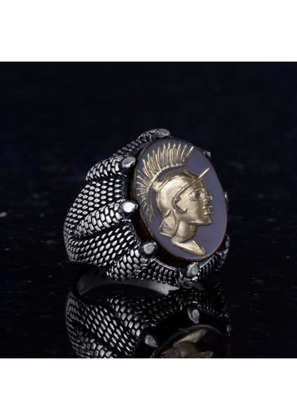 Doğal Akik Taşı Erkek Yüzük - Şaman Yüzüğü - 925 Ayar Gümüş Yüzük - Kızılderili Şefi Gümüş Yüzük indirimleri