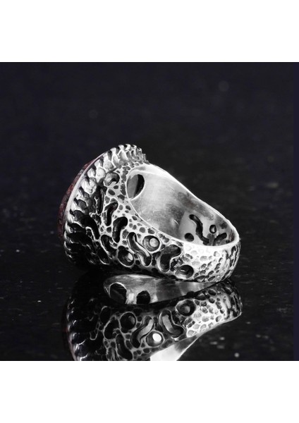 Doğal Taş Yüzük - 925 Ayar Katı Gümüş Erkek Yüzük ile Rutilatlı Kuvars indirimleri