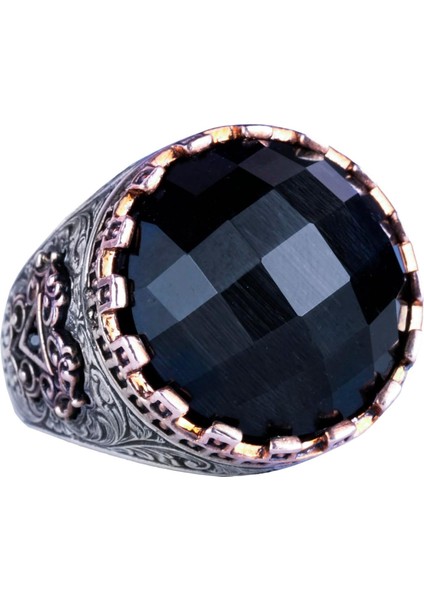 925 Ayar Gümüş Yüzük - Kral Yüzüğü - Doğal Olmayan Taş Yüzük - El Yapımı Yüzük Erkekler Için (Oluşturulmuş Oniks)