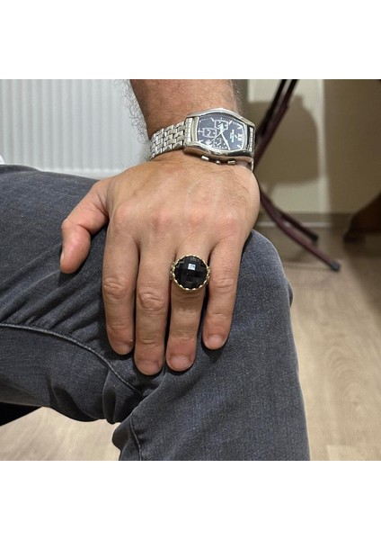 925 Ayar Gümüş Yüzük - Kral Yüzüğü - Doğal Olmayan Taş Yüzük - El Yapımı Yüzük Erkekler Için (Oluşturulmuş Oniks) modelleri