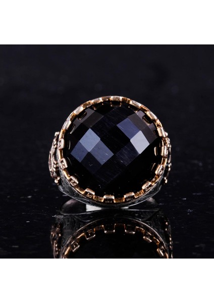 925 Ayar Gümüş Yüzük - Kral Yüzüğü - Doğal Olmayan Taş Yüzük - El Yapımı Yüzük Erkekler Için (Oluşturulmuş Oniks) fırsatları