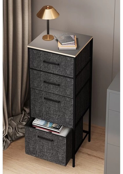 Çok Amaçlı Dolap 4 Çekmeceli Komodin Sehpa Füme 1611 fiyatları