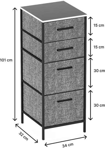 Çok Amaçlı Dolap 4 Çekmeceli Komodin Sehpa Füme 1611 fırsatları