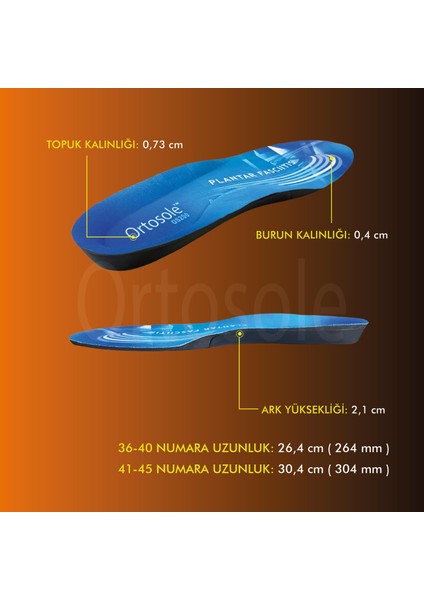 OS200 | Düz Tabanlık, İç Basma Önleyici, Kemer Destekli, Plantar Fasiit İç Tabanlık
