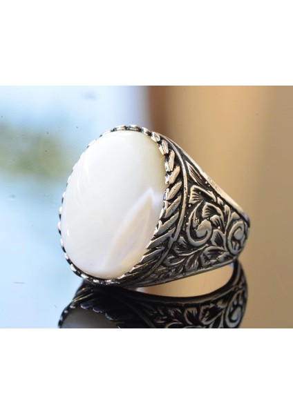 925 Ayar Gümüş Yüzük - Doğal Sedef Taş Yüzük modelleri