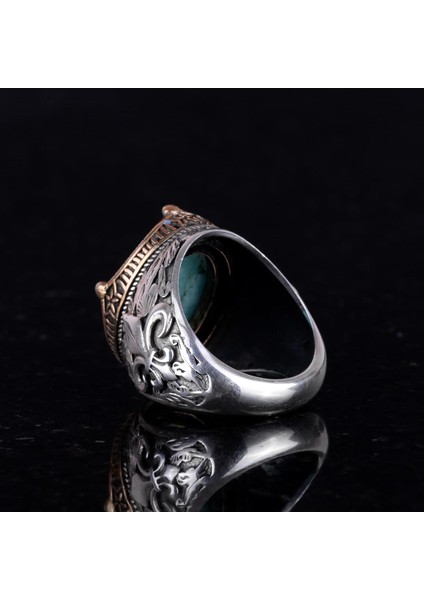 925 Ayar Gümüş El Yapımı Erkek Yüzük - Çeşitli Doğal Taşlarla Mevcuttur (Amazonit) indirimleri