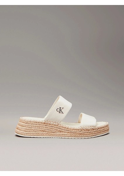 Kadın Tuval Platform Espadril Sandalet