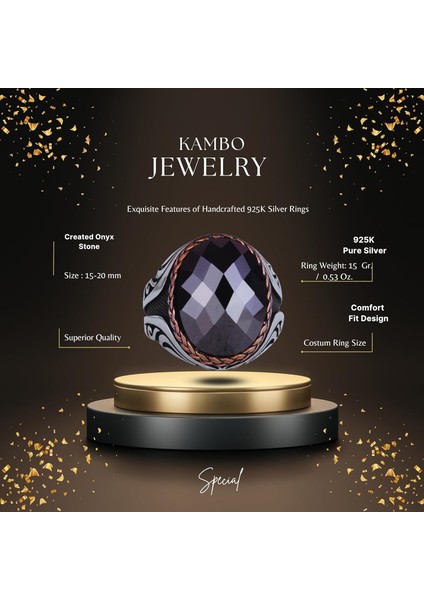 925 Ayar Gümüş Yüzük - Taş Gümüş Yüzük - El Yapımı Yüzük (Oluşturulmuş Oniks) fiyatları