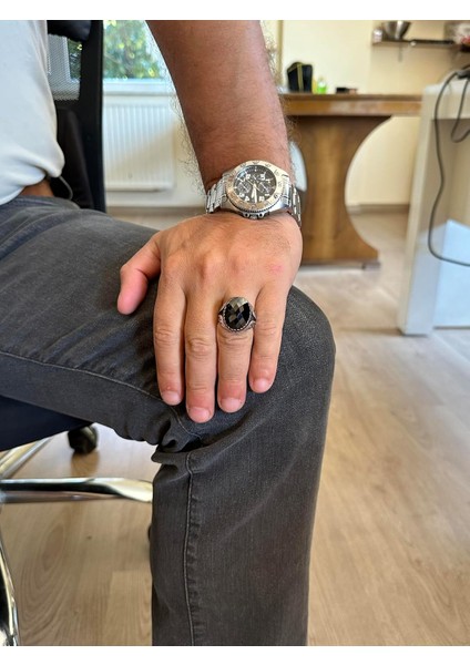 925 Ayar Gümüş Yüzük - Taş Gümüş Yüzük - El Yapımı Yüzük (Oluşturulmuş Oniks) modelleri