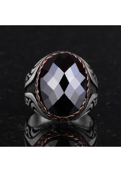 925 Ayar Gümüş Yüzük - Taş Gümüş Yüzük - El Yapımı Yüzük (Oluşturulmuş Oniks) fırsatları