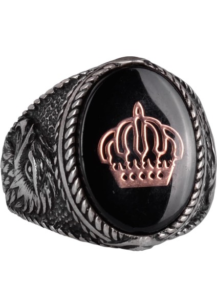 Damgalı Yüzük - Erkek Yüzüğü - 925K Gümüş El Yapımı Erkek Yüzüğü (Bir Krallığın Tacı)