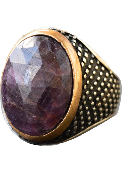 Safir Doğal Taş Erkek 925 Ayar Gümüş Yüzük - Kraliyet ve Güçlü