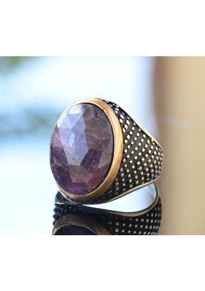 Safir Doğal Taş Erkek 925 Ayar Gümüş Yüzük - Kraliyet ve Güçlü modelleri