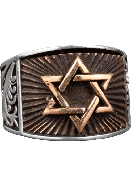Erkekler Için David Yıldızı Yüzüğü, 925 Ayar Gümüş, El Yapımı ve Ince Tasarımlı