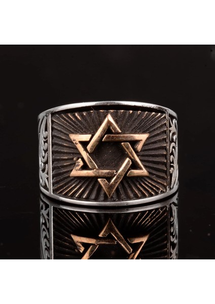 Erkekler Için David Yıldızı Yüzüğü, 925 Ayar Gümüş, El Yapımı ve Ince Tasarımlı fırsatları