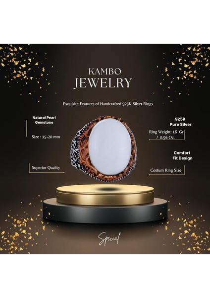 Doğal Taş El Yapımı Yüzük - 925 Ayar Gümüş El Yapımı Yüzük - Şık Farklı Yüzük (Sedef) fiyatları