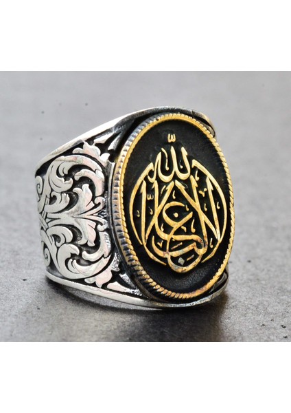 Erkekler Için Gümüş Islami Yüzük - Şık Tasarım ile Yazılı Desen modelleri