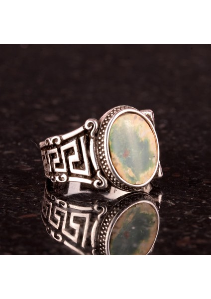 Doğal Arizona Turkuaz Taş Yüzük, 925 Ayar Gümüş Erkek Yüzük (Model-6) fırsatları