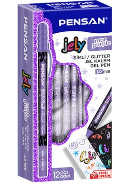 Jelly Glitter Simli Jel Kalem 12'li Kutu