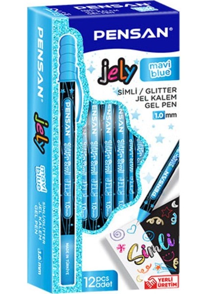 Jelly Glitter Simli Jel Kalem 12'li Kutu