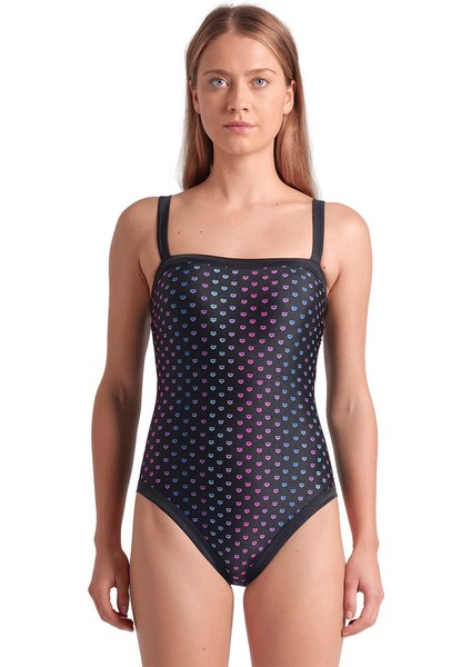 Rainbow monogram kadın siyah yüzücü mayosu 007074515