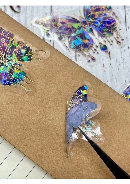 Starlıght Under The Moon Işıl Işıl Mor Kelebekler Şeffaf Pet Sticker Set/çıkartma/su Geçirmez/altın Yaldızlı/bullet Journal fiyatları