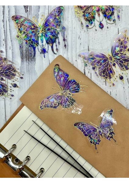 Starlıght Under The Moon Işıl Işıl Mor Kelebekler Şeffaf Pet Sticker Set/çıkartma/su Geçirmez/altın Yaldızlı/bullet Journal fırsatları