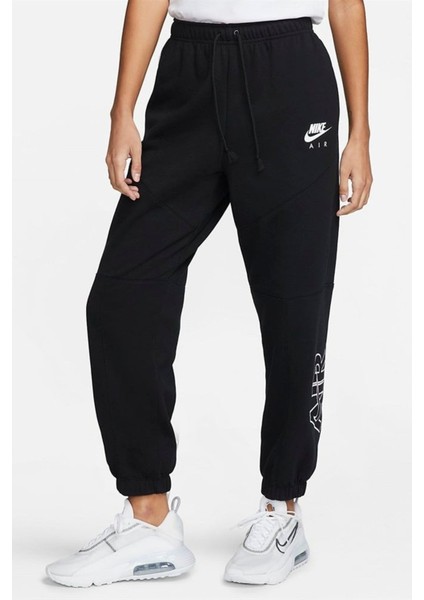 Air Fleece Loose Fit Sweat Pants Black Bol Kesim Kadın Spor Eşofman Altı Siyah
