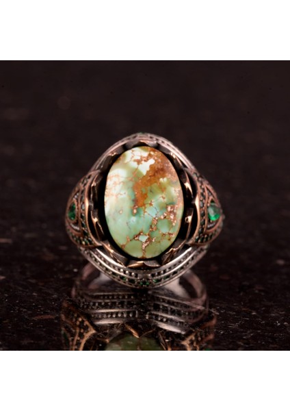 Doğal Arizona Turkuaz Taş Yüzük, 925 Ayar Gümüş Yüzük Erkekler Için fiyatları