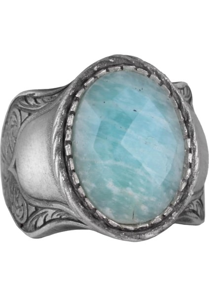 Doğal Taş Yüzük, 925 Ayar Gümüş Yüzük, (Amazonit)