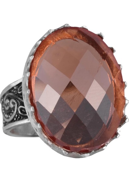 925 Ayar Gümüş Yüzük - Büyük Yüzük - Taşlı Gümüş Yüzük - El Yapımı Yüzük (Yapay Sultanit)