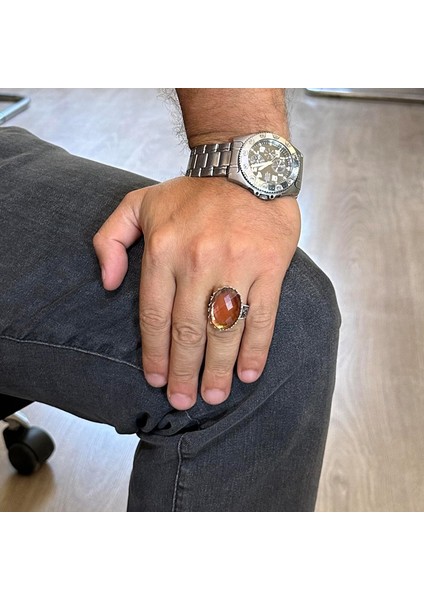 925 Ayar Gümüş Yüzük - Büyük Yüzük - Taşlı Gümüş Yüzük - El Yapımı Yüzük (Yapay Sultanit) modelleri