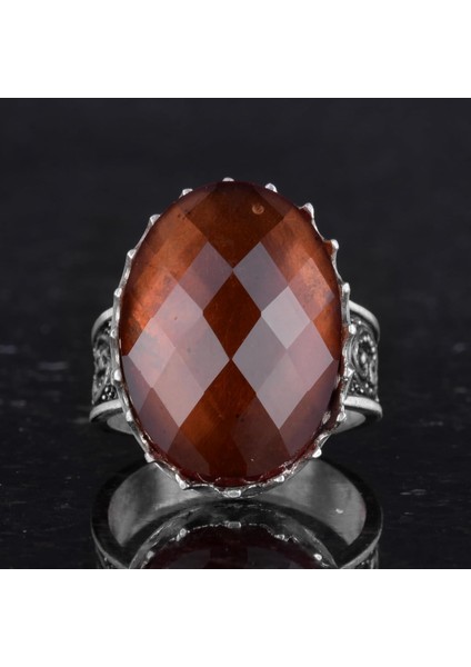 925 Ayar Gümüş Yüzük - Büyük Yüzük - Taşlı Gümüş Yüzük - El Yapımı Yüzük (Yapay Sultanit) fırsatları