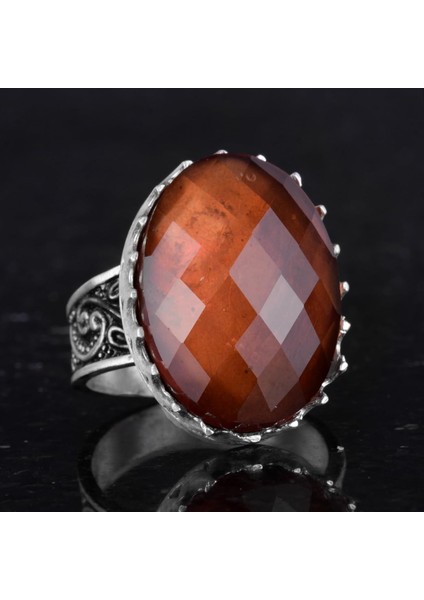 925 Ayar Gümüş Yüzük - Büyük Yüzük - Taşlı Gümüş Yüzük - El Yapımı Yüzük (Yapay Sultanit) indirimleri