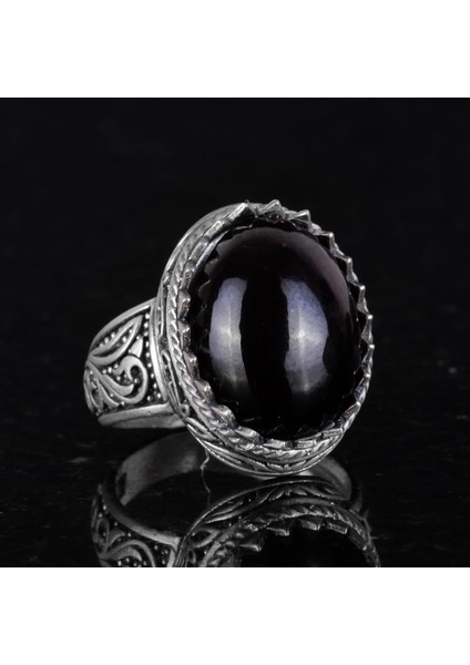 El Yapımı Granat Taşlı Yüzük - Derin 925K Katı Gümüş Erkek Yüzüğü - Tutku ve Enerji Tasarımı modelleri