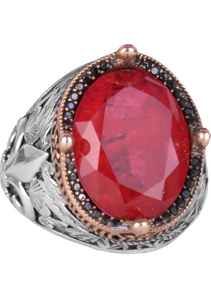 925 Ayar Gümüş Yüzükler Premium Üretilmiş Taşlarla (Kırmızı Paraiba Üretilmiş Taş)
