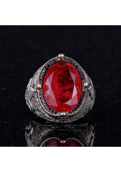 925 Ayar Gümüş Yüzükler Premium Üretilmiş Taşlarla (Kırmızı Paraiba Üretilmiş Taş) fiyatları