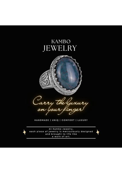 Doğal Taş Yüzük - 925 Ayar Gümüş Yüzük, Erkekler Için (Yeşil Kan Taşı) modelleri