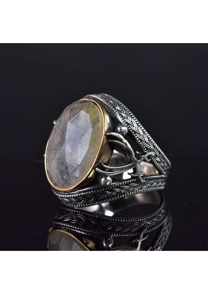 Doğal Taş Erkek Yüzüğü, Kılıç Yüzüğü, 925 Ayar Gümüş Erkek Yüzüğü (Rutilatlı Kuvars) modelleri